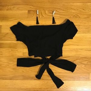 Black Off the Shoulder Ties in Back